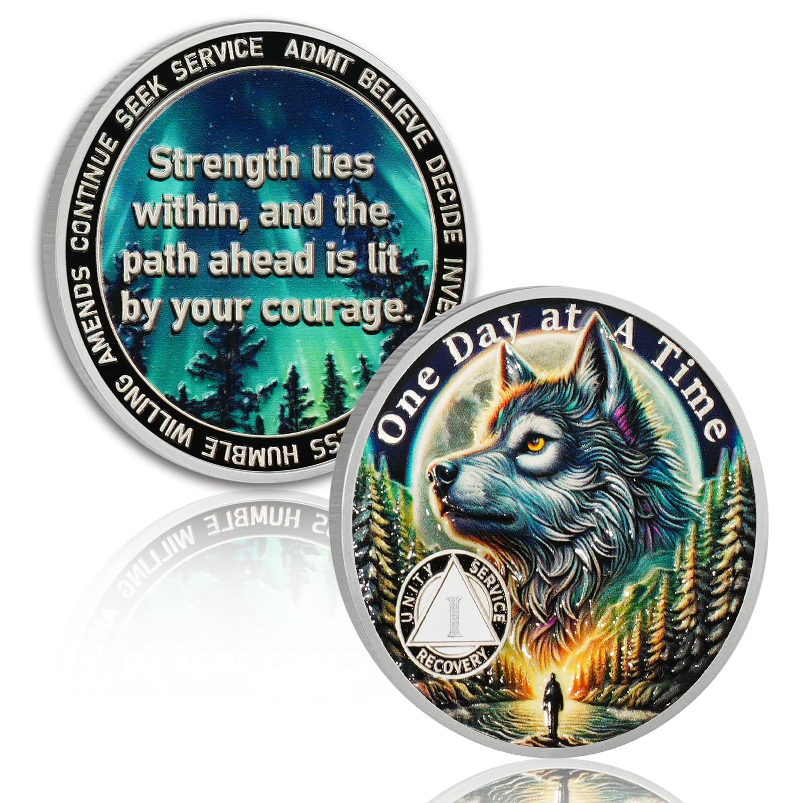 絵画 world coin Friends With Benefits Amazon.com: YRCKUDZKG Brave Wolf 1 Year Sobriety Coin - One Day at